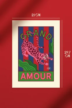 AFFICHE A4 GRAND AMOUR LEOPARD