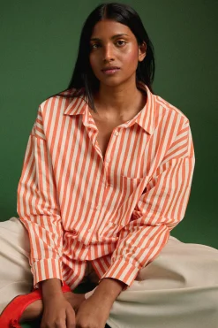 CHEMISE OMER ORANGE STRIPE