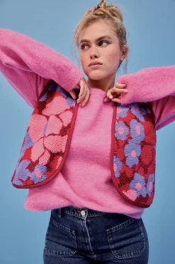 GILET RAVEL FLEURS 70'S PURPLE