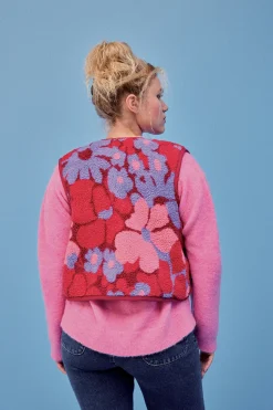 GILET RAVEL FLEURS 70'S PURPLE
