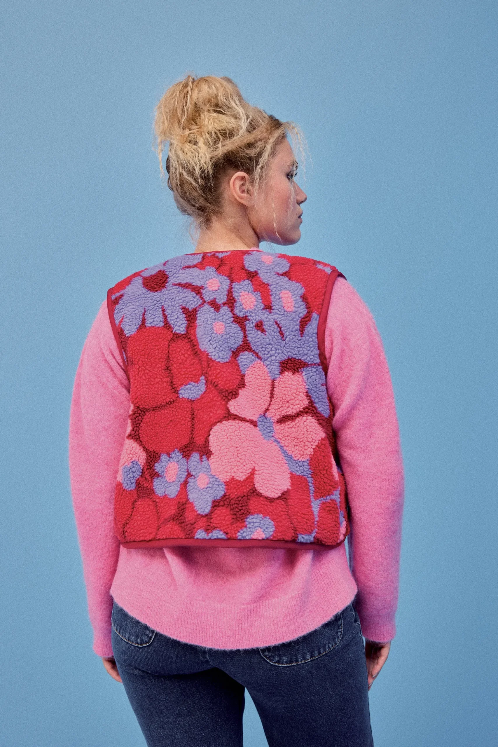 GILET RAVEL FLEURS 70'S PURPLE