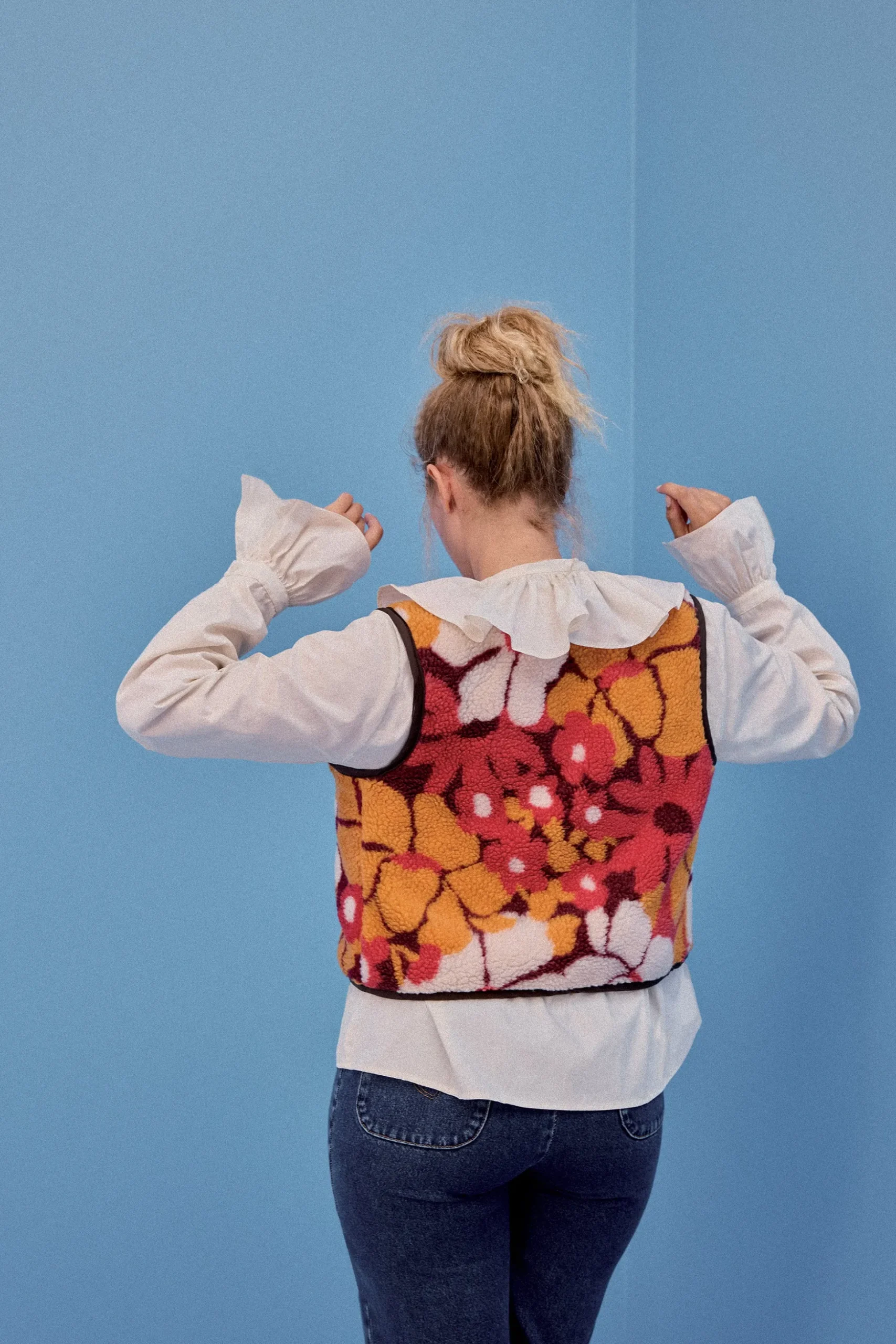 GILET RAVEL MOUMOUTE FLEURS ORANGE