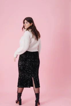 JUPE SARAH SEQUINS NOIR