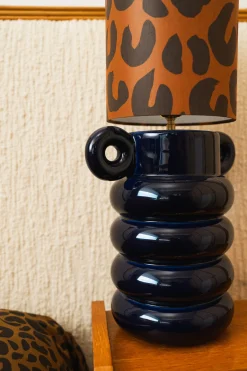 LAMPE ALI LEOPARD & BLEU MARINE
