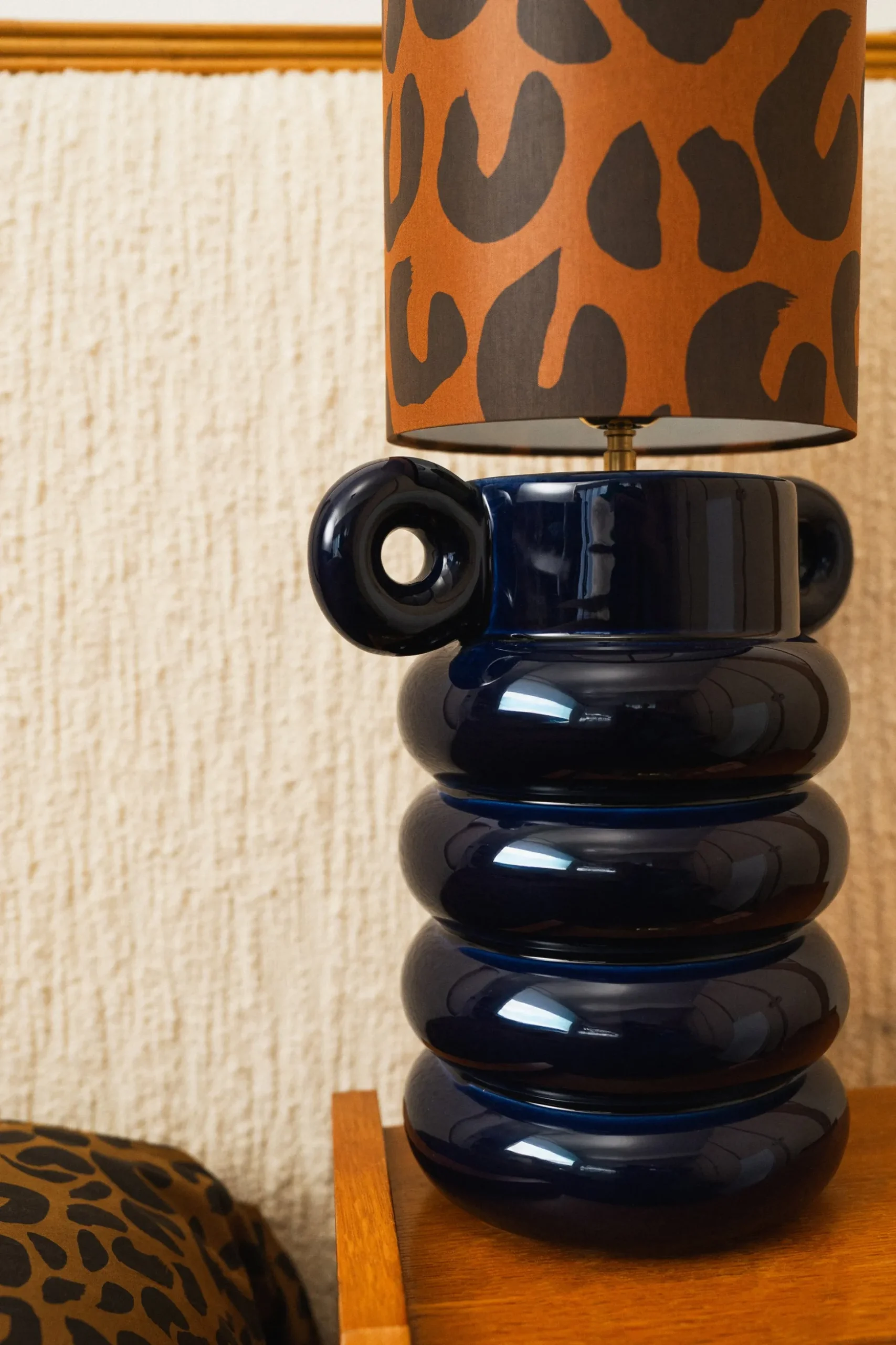 LAMPE ALI LEOPARD & BLEU MARINE