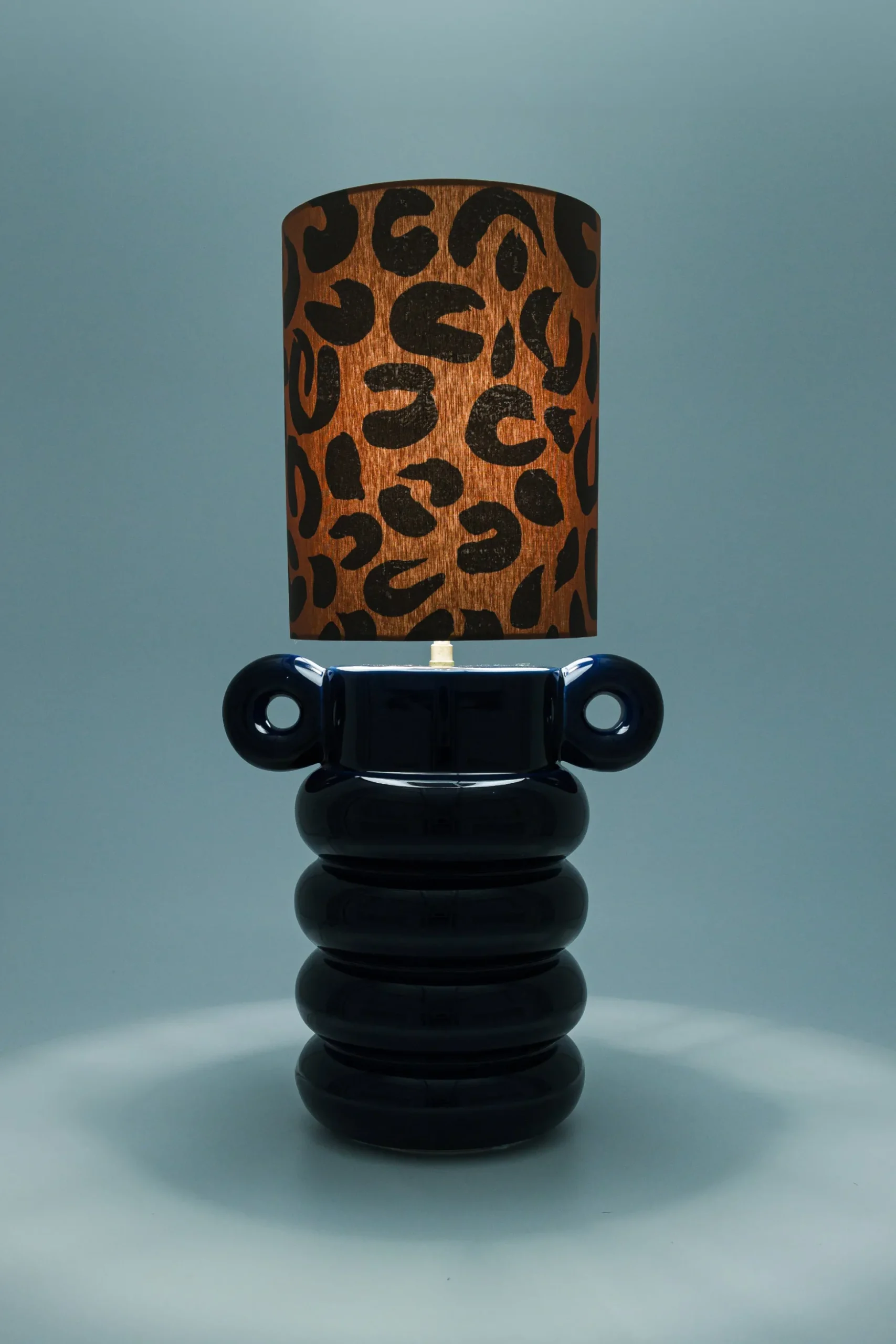 LAMPE ALI LEOPARD & BLEU MARINE