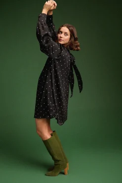 ROBE ROMINA BLACK POLKA