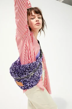 SAC BANANA SEQUINS LILAS