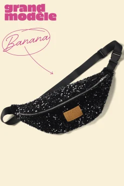 SAC BANANA SEQUINS NOIRS