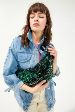 SAC BANANA SEQUINS VERTS