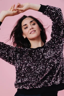 SWEAT HENRI SEQUINS ROSE