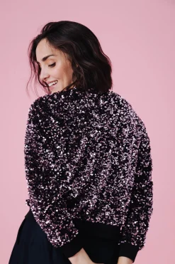 SWEAT HENRI SEQUINS ROSE
