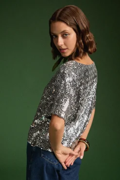TOP SONIA SEQUINS ARGENTE